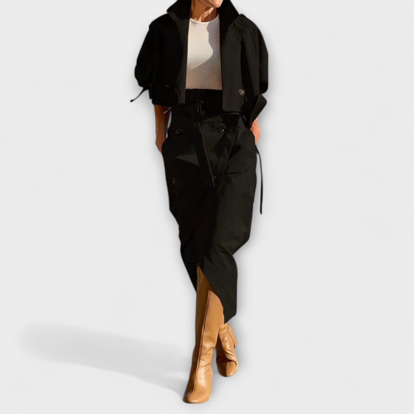 Aurora- Elegante Jacke Midi-Rock mit Taschen