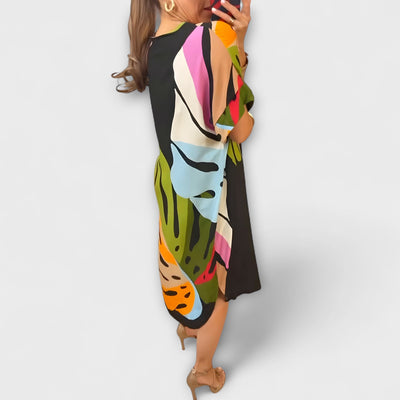 Aurora - Lässiges Kleid mit Bunter Blätterdruck