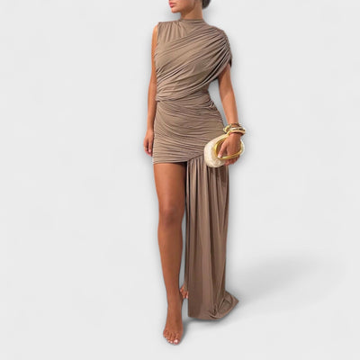 Aurora - Schickes, schmal geschnittenes Kleid mit Rundhalsausschnitt und Plissee