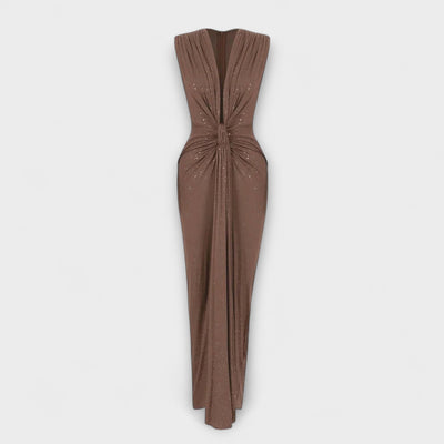 The product title remains unchanged: "Thea - Maxikleid mit tiefem V-Ausschnitt".