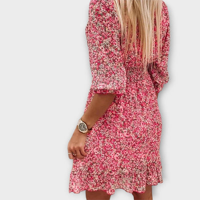 Aurora Blumiges Puffärmelkleid für Damen