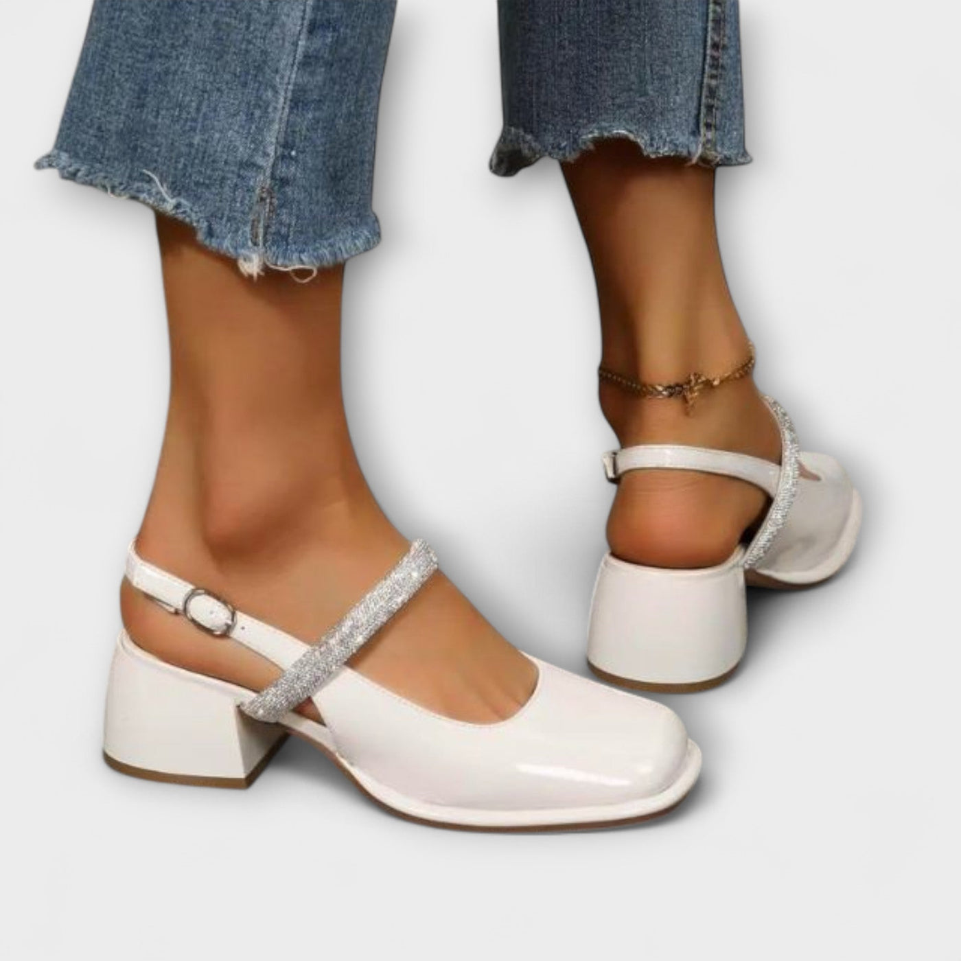 Celandra - Mary Janes mit Glitzer-Riemen und Blockabsatz