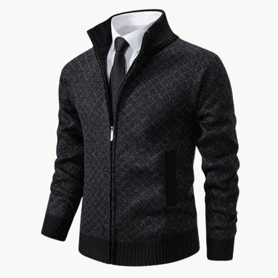 Stehkragen-Strickjacke mit Reißverschluss für Herren