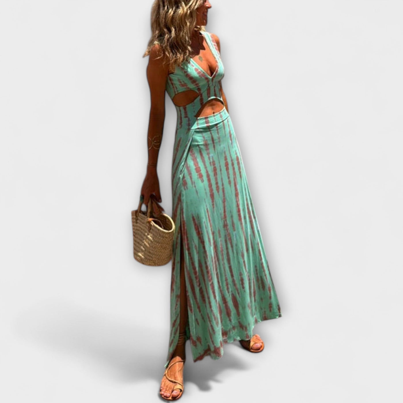 Ella - Eleanor Tie-Dye Cutout Schlitz Stretchkleid