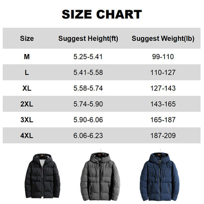 Dicker, isolierter und warmer Wintermantel mit Kapuze für Herren